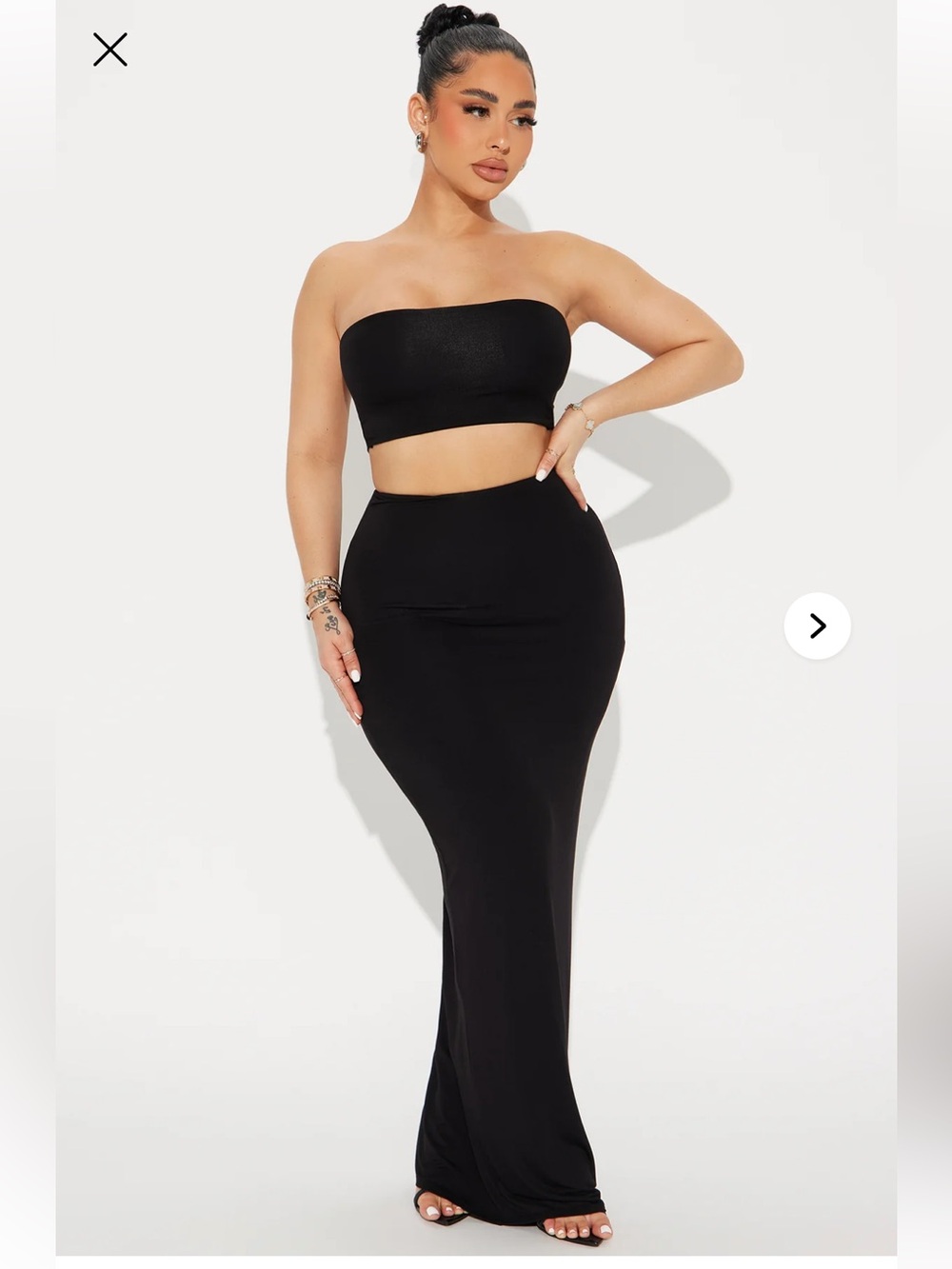 Fashion Nova Black Strapless Maxi Skirt Set XS NWOT